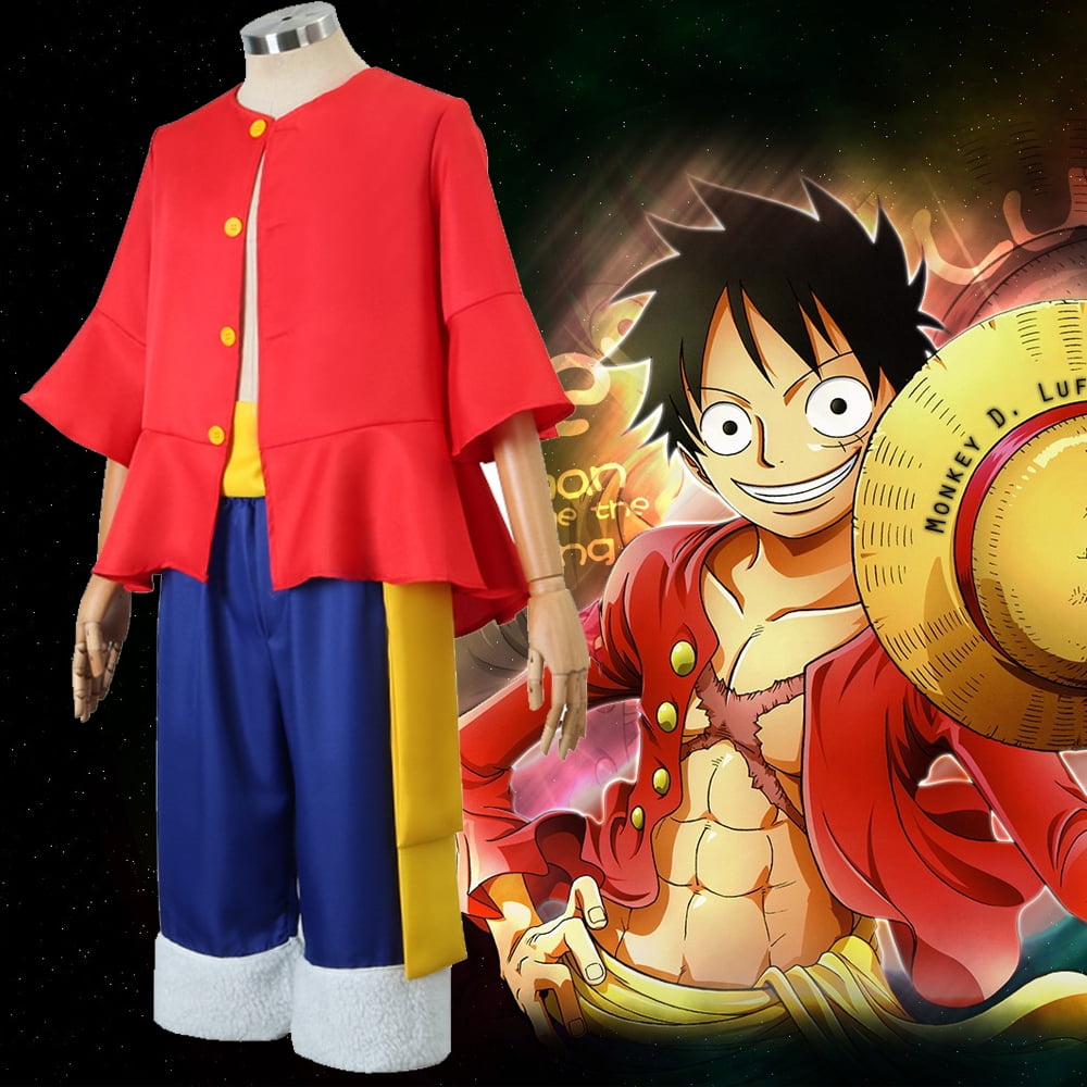 One Piece Monkey D Luffy Red Cape red suit cosplay costume man's