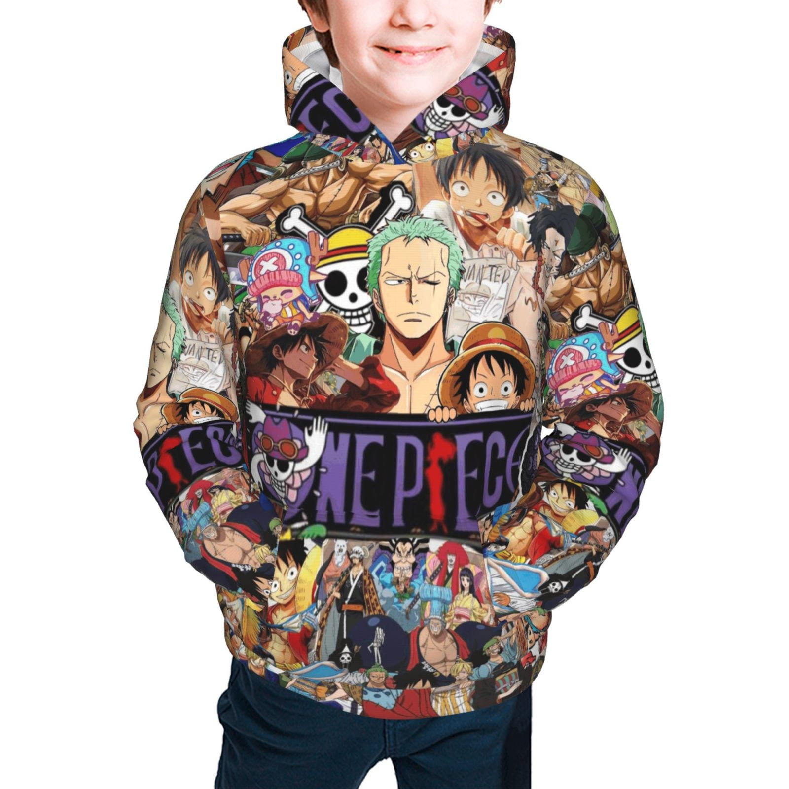 Anime One Piece Hoodie for Kids Teens L Pullover Sweatshirt Anime One ...