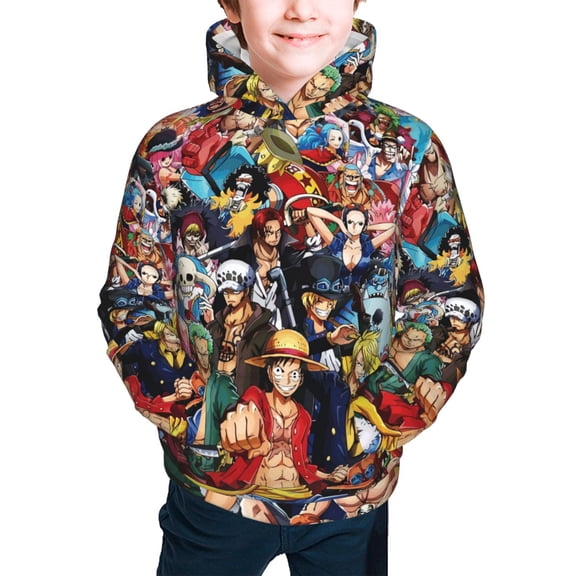 Anime One Piece Hoodie for Kids Teens S Pullover Sweatshirt Anime One Piece Merch for Boys Girls
