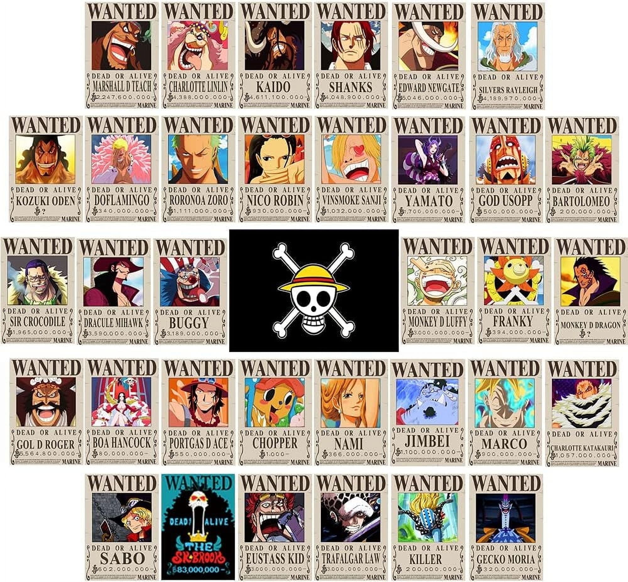 Anime One Piece Wanted Posters 30×21cm, New Edition, Zoro, Sanji, Luffy 1.5Billion, a Set of 25PCS… (35PCS)