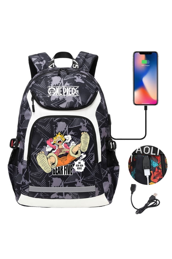 Anime One_Pieces Waterproof Backpack Multifunctional Laptop Knapsack Student Back to School Bookbag with USB Charge Port