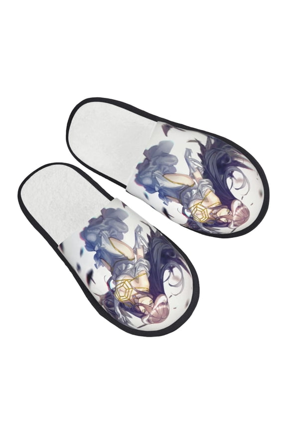 Anime Overlord Albedo Furry Slippers For Men Women Fuzzy House Slippers Winter Anti-Slip Indoor And Outdoor Slip On Shoes Large