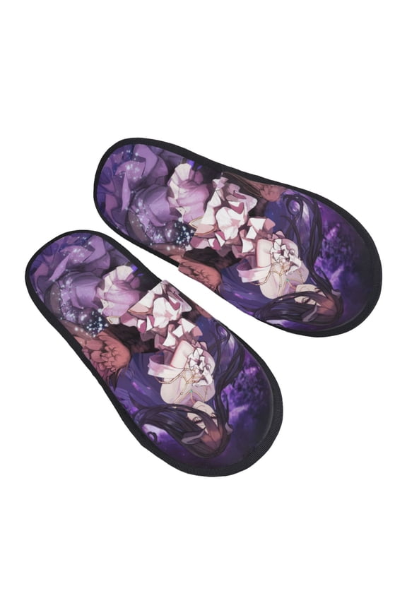 Anime Overlord Albedo Furry Slippers For Men Women Fuzzy House Slippers Winter Anti-Slip Indoor And Outdoor Slip On Shoes Medium