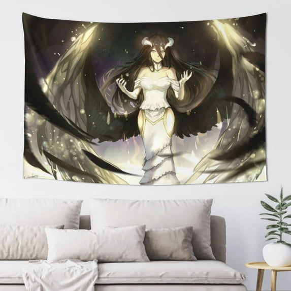 Anime Overlord Albedo Tapestry Wall Hanging Home Decoration Wall Blanket Dormitory Living Room Bedroom Backdrop Poster( 60x40inch)