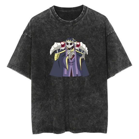 Anime Overlord Washed Vintage T-Shirt Merch Casual Short Sleeved T Shirt Unisex TShirt