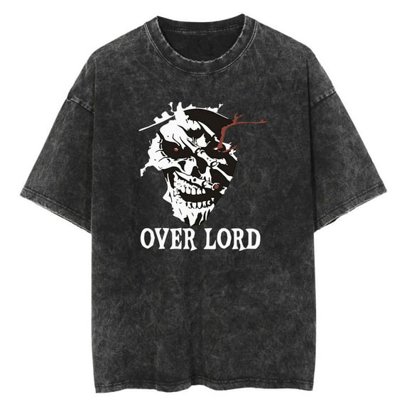 Anime Overlord Washed Vintage T-Shirt Merch Casual Short Sleeved T Shirt Unisex TShirt
