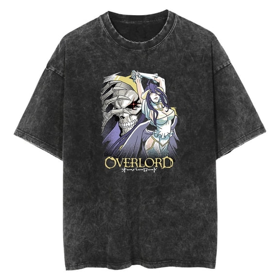 Anime Overlord Washed Vintage T-Shirt Merch Casual Short Sleeved T Shirt Unisex TShirt