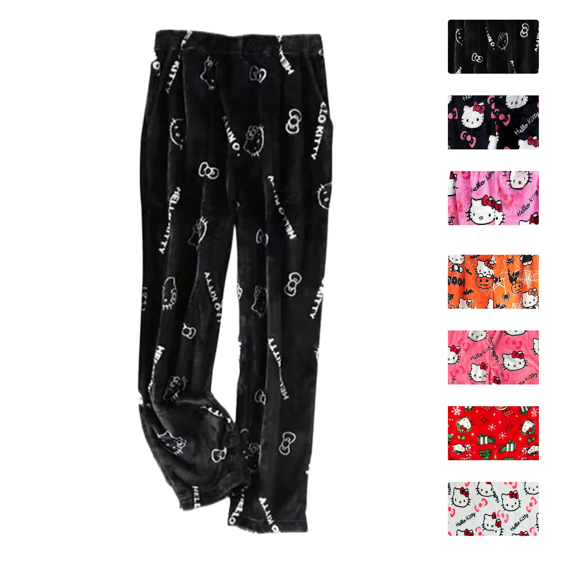 Anime Pajamas Pants for Women Girls hello kitty Flannel Lounge Sleep