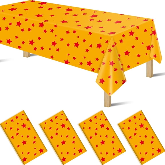 Anime Plastic Tablecloths for Rectangle Tables, Plastic Table Cover Disposable Red Stars Table Cloth for Party Decor Supplies Birthday Themed Party Decoration(54 x108) (4)