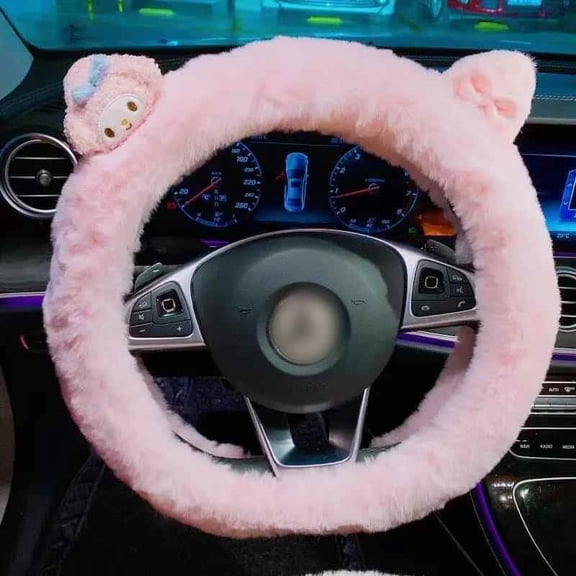 Anime Plush Car Steering Wheel Cover Sanrio Cute Cartoon Warm Car Steering Wheel Protective Cover Cars Accessories