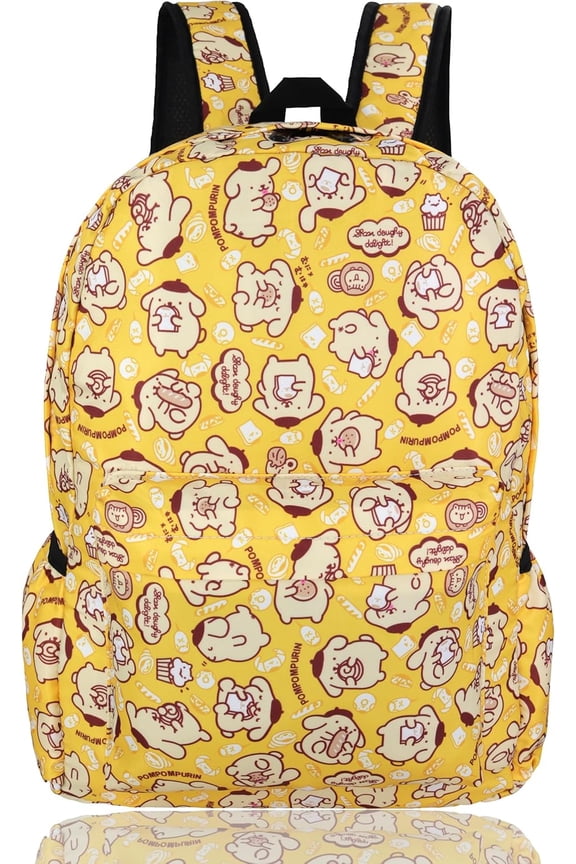 Anime Pom Pom Purin Backpack Yellow Dog Backpack Cute Cartoon Daily Travel Bag All Over Printed Daypack
