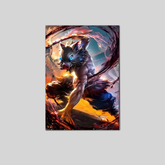Anime Poster, Demon Slayer Kimetsu no Yaiba Poster Inosuke Hashibira Metal Poster Size 24''x36'' Googate