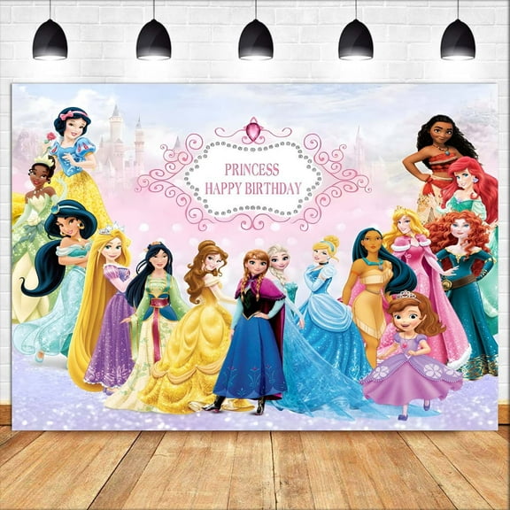 Anime Princess Birthday Anime Theme Backdrops Banner Birthday Party Decor Supplies,5.9x3.6ft