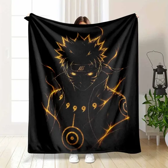 Anime Print Flannel Blanket, Death God Upper Moon Eclipse Six Eyes, Moon Blade Bed Cover Sofa Blanket, Anime Fan Gift, Decorative Sofa Blanket