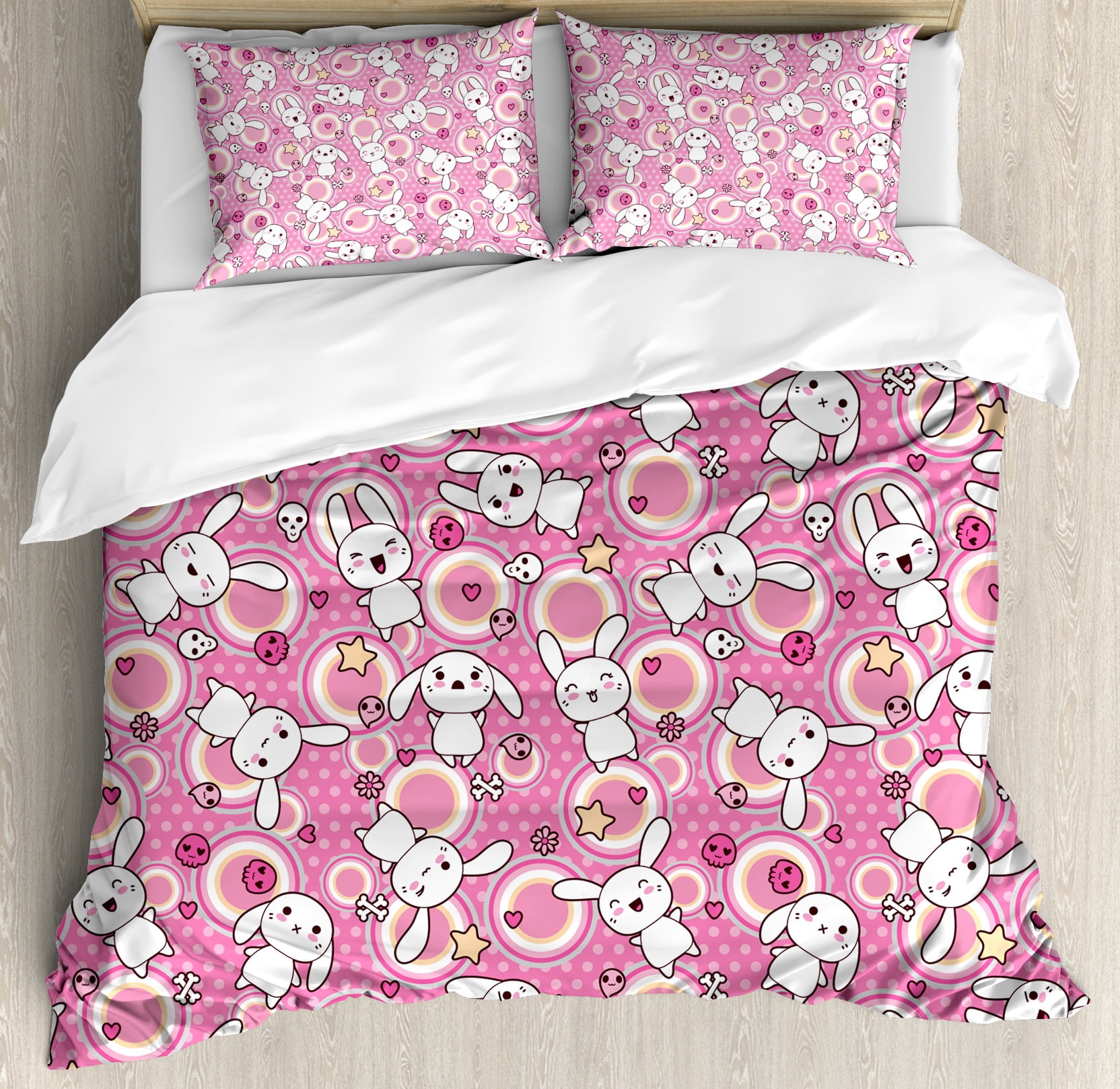 Anime Queen Size Duvet Cover Set, Funny Kawaii Illustration with ...
