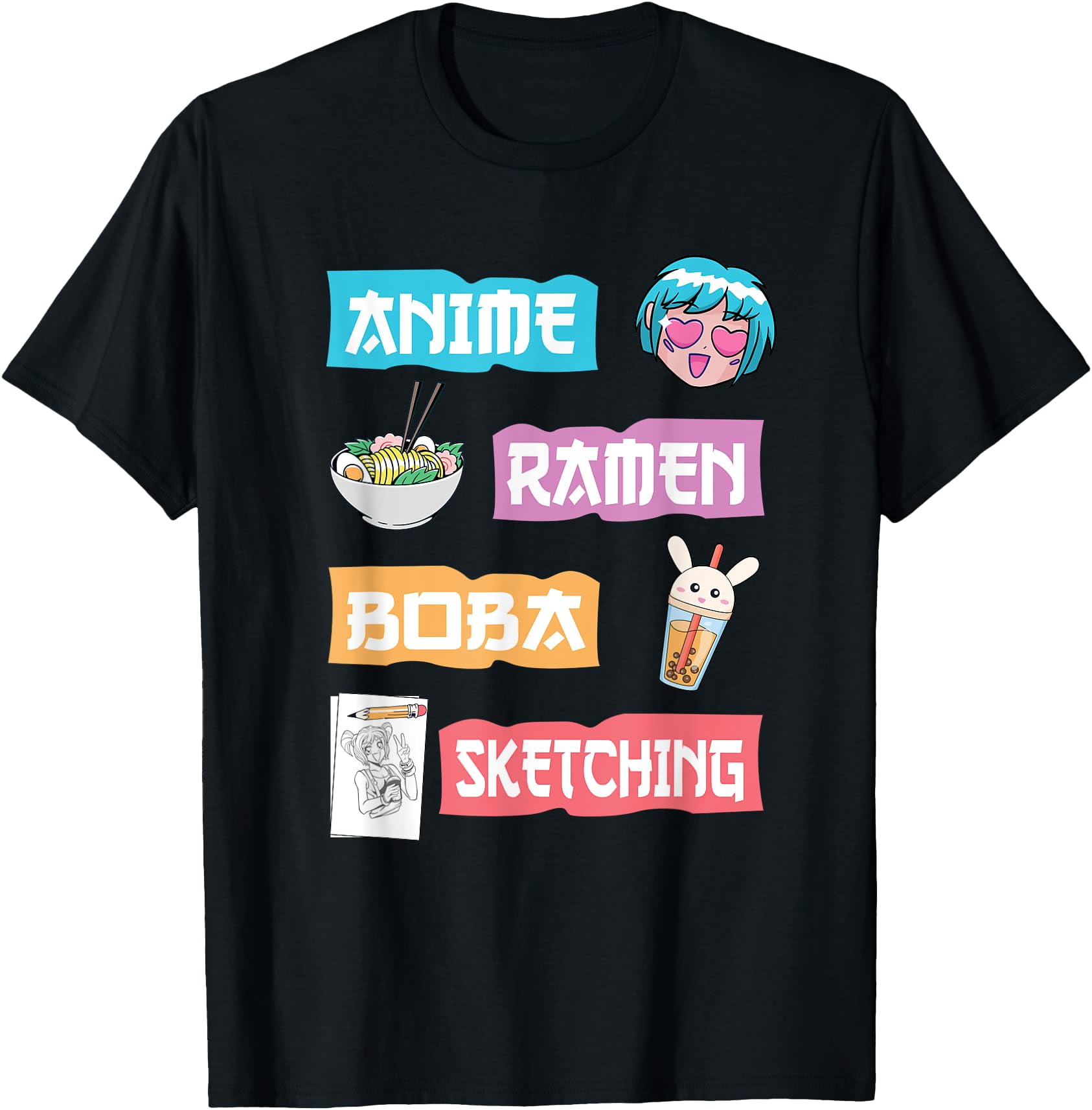 Anime Ramen Boba Sketching Kawaii Anime Lover Merch Gift TShirt