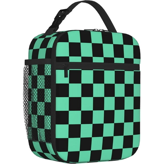 Anime Reusable Insulated Cooler Lunch Bags for Men Women, 3D Print Lunch Pail Bag, Leakproof Large Tote Lunch Box Snack Bag with Storage Pocket (Green Black, One Size)