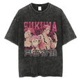 thumbnail image 1 of Anime Riomensukuna Short Sleeve Special Shirt Men's and Women's Washed Summer Breathable Loose Black Special Shirt Harajuku, 1 of 5