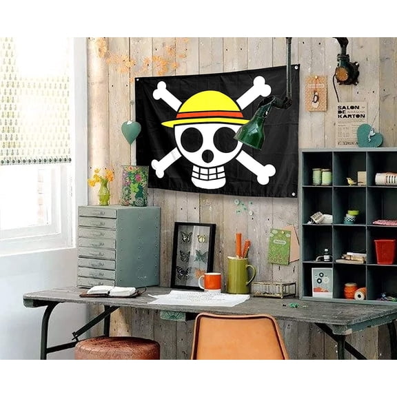 Anime Room Decor 43inX30in Large Size Flag,Pirate Legion Flag,Wall Hanging Decor boys room decor For Bedroom Living Room