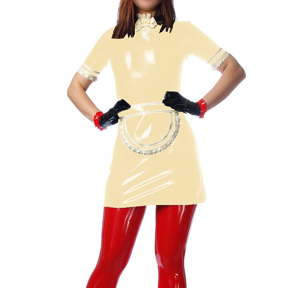 Aimée Ruffels Anime Ruffles High Neck Maid Clothes Short Sleeve Bodycon Mini Maid ...