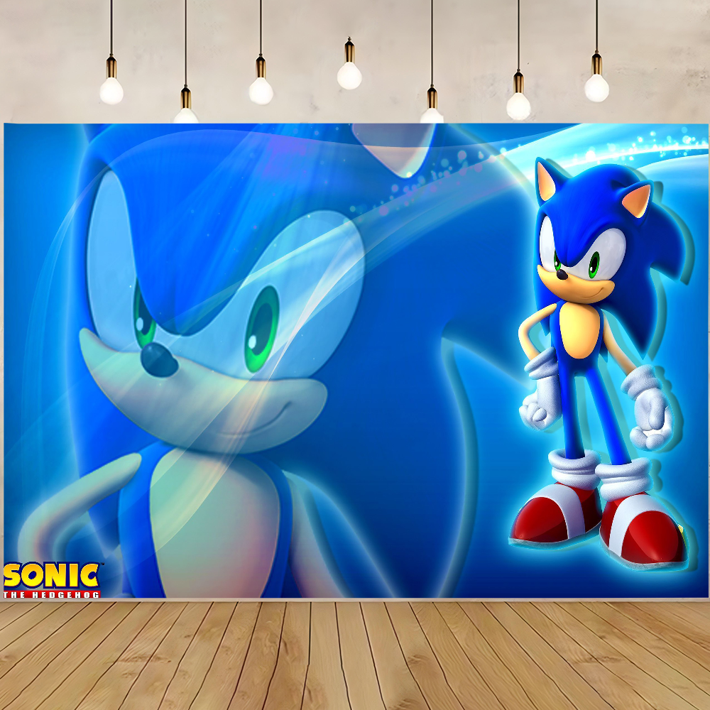 Anime SSonicX Christmas Backdrop Window Fireplace Photography