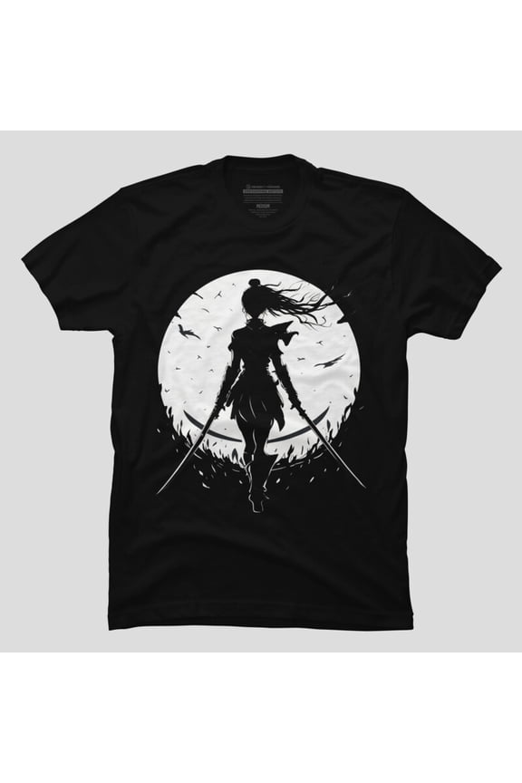 Anime Samurai Girl With Katana Sword Japanese Warrior Graphic Unisex T-Shirt, Up to Size 5XL