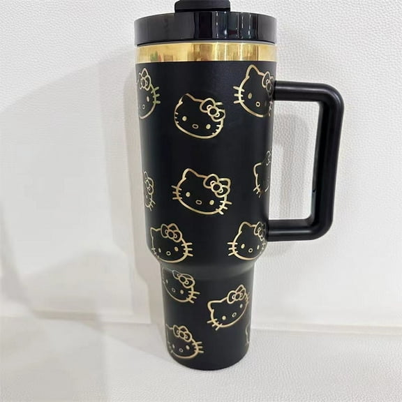 Anime Sanrio Hello Kitty Handle Straw Lid Stainless Steel 40oz Mug Gift