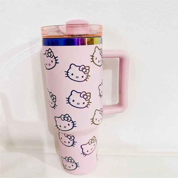 Anime Sanrio Hello Kitty Handle Straw Lid Stainless Steel 40oz Mug Gift