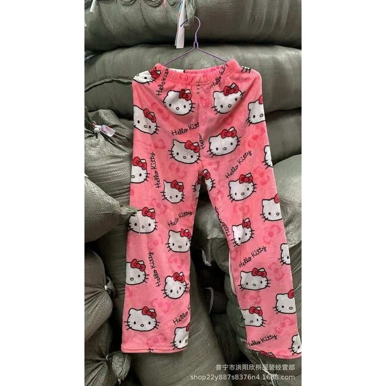 Y2K Hello Kitty Sanrioed Women Plush Pajama Pants Anime Kawaii KT