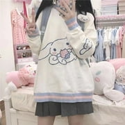 Anime Sanrio Hello Kitty Winter Warm Jumper Girl Cute Knitted Sweaters Fashion Ins Preppy Style Cartoon Kawaii Coat Girl Gifts