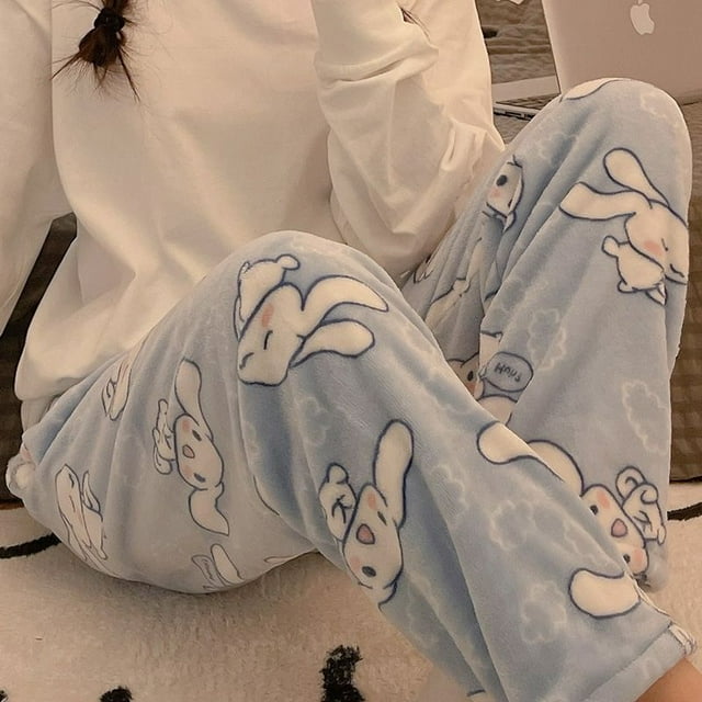 Anime Sanrio Hello Kitty Women Flannel Pajama Kawaii Cartoon ...