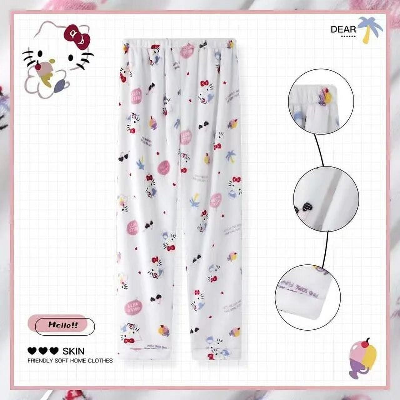 Anime Sanrio Pants Hello Kitty My Melody Cinnamoroll Flannel Pajama ...