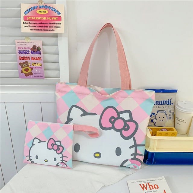 Anime Sanrio Shoulder Bag Kawaii Hello Kitty Canvas Tote Bag Cute High