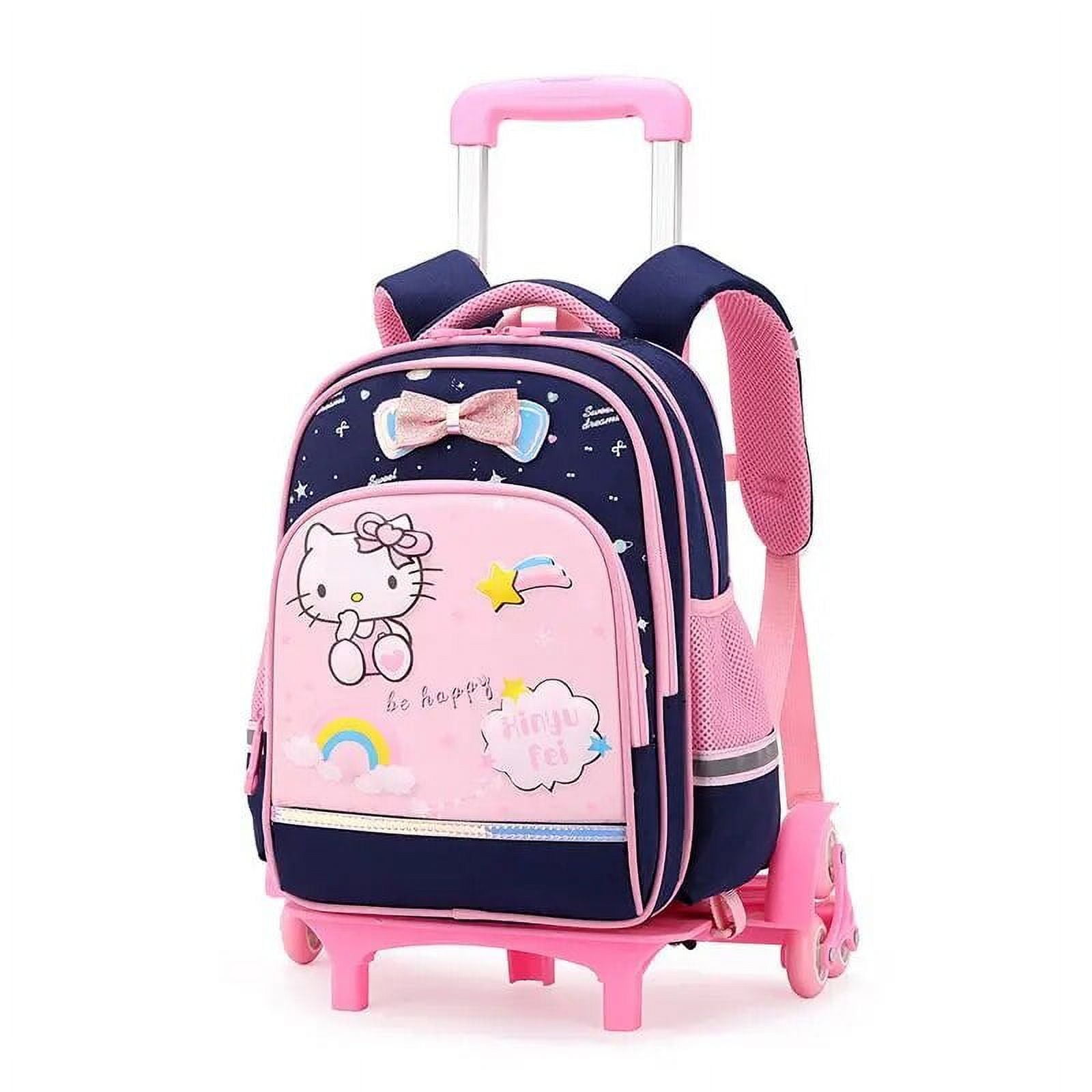 Anime Sanrioed Trolley Schoolbag for Kids Hello Kitty Girls New Large Capacity Bag Waterproof Bags Rolling Backpack with Wheels Walmart