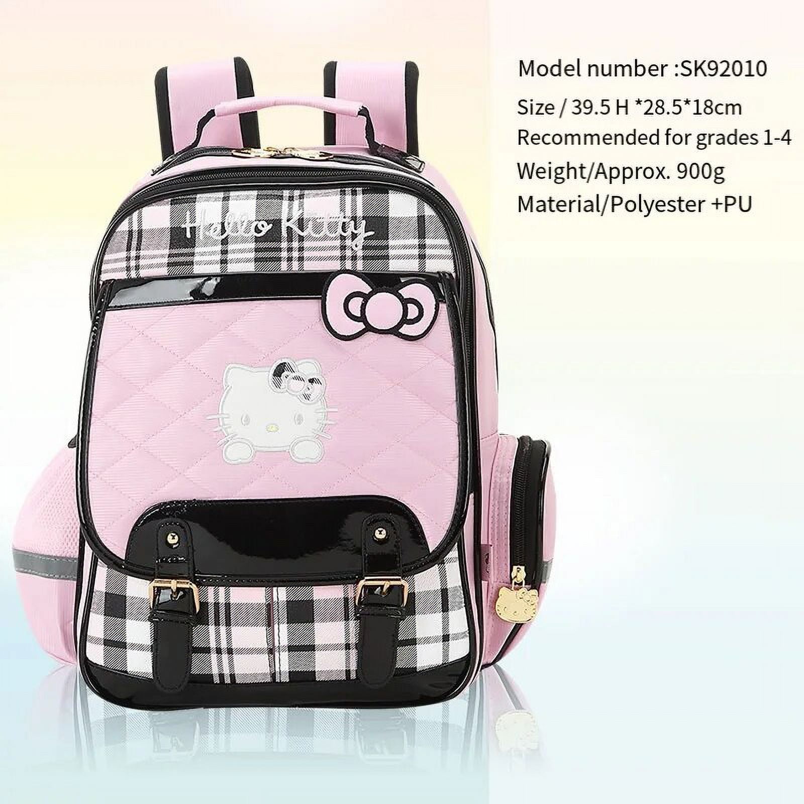 Anime Sanrioed Trolley Schoolbag for Kids Hello Kitty Girls New Large