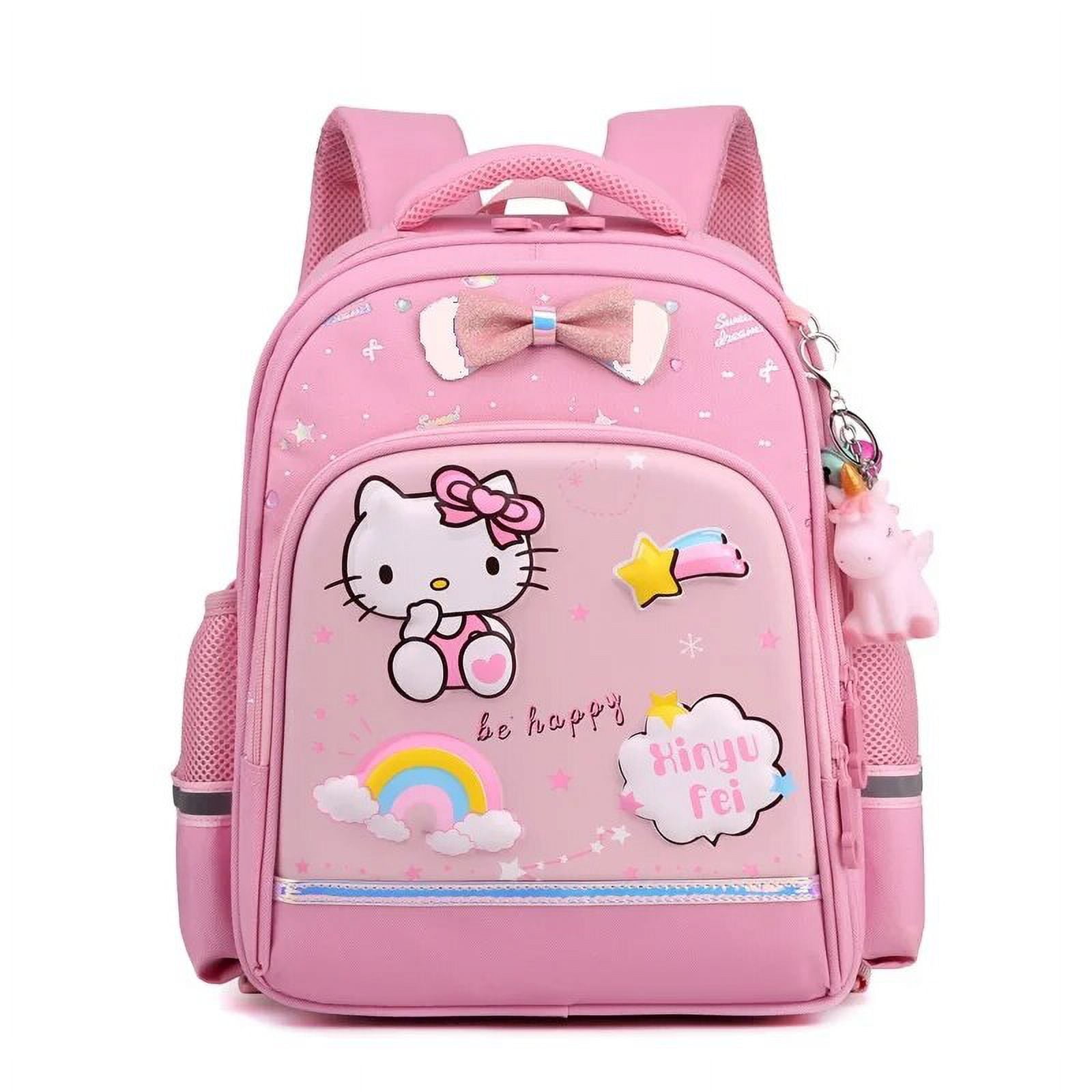 Anime Sanrioed Trolley Schoolbag for Kids Hello Kitty Girls New Large