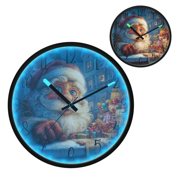 Anime Santa Claus Luminous Wall Clock with Sound-Activated LED 12-Inch Silent Acrylic Timepiece for Bedroom Livingroom or Office
