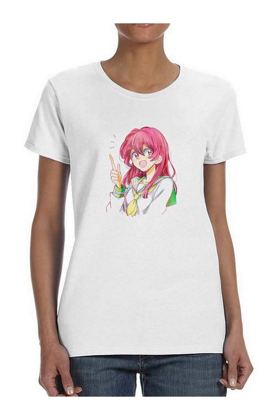 Anime Schoolgirl Idea T-Shirt Women -Image by Shutterstock, Female Large