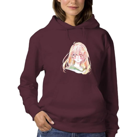 Anime Schoolgirl In Surprise Hoodie Women -Image by Shutterstock, Female Large