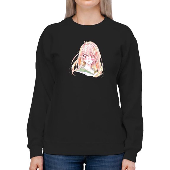Anime Schoolgirl In Surprise Sweatshirt Women -Image by Shutterstock, Female Small