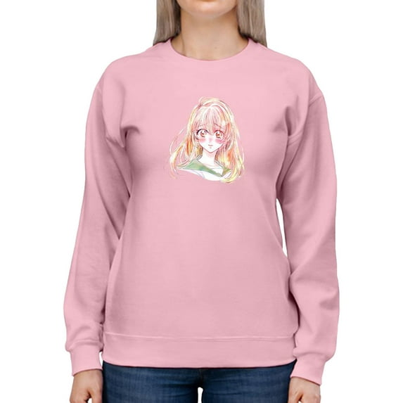 Anime Schoolgirl In Surprise Sweatshirt Women -Image by Shutterstock, Female Small