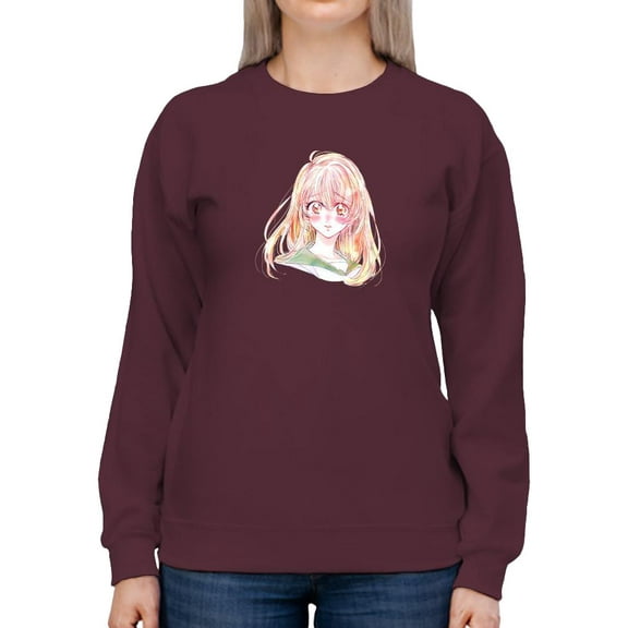 Anime Schoolgirl In Surprise Sweatshirt Women -Image by Shutterstock, Female XX-Large