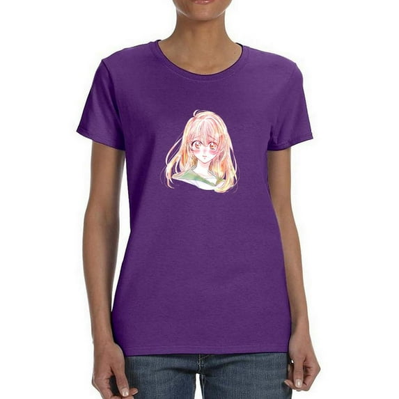 Anime Schoolgirl In Surprise T-Shirt Women -Image by Shutterstock, Female 5X-Large