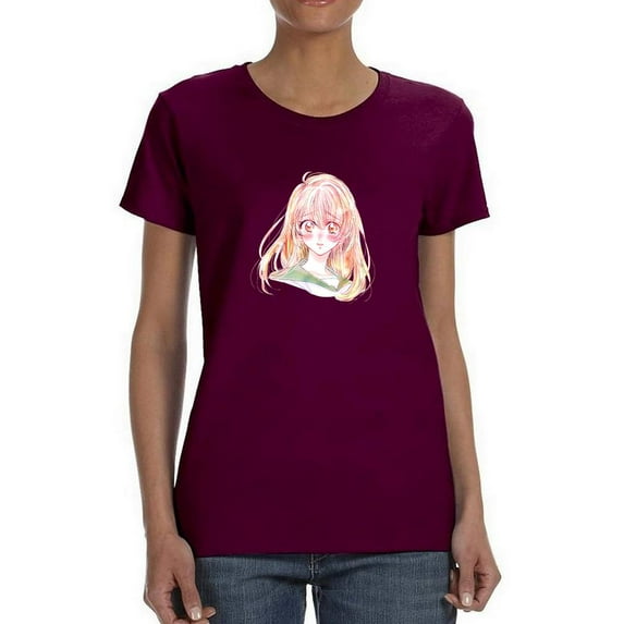 Anime Schoolgirl In Surprise T-Shirt Women -Image by Shutterstock, Female Large