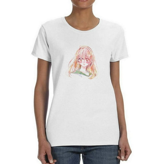 Anime Schoolgirl In Surprise T-Shirt Women -Image by Shutterstock, Female x-Large