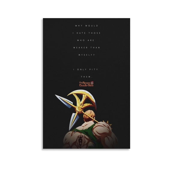 Anime Seven Deadly Sins Poster Escanor Canvas Art Poster and Wall Art Picture Print Modern Family bedroom Decor Posters 12x18inch(30x45cm)