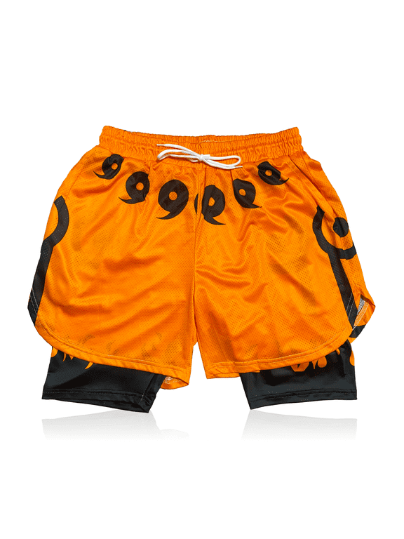 Anime Shorts - Breathable Mesh Running Gear Sweat Gym Short, Stretch Compression Lined Swim Trunks Men Women Workout Basketball Athletic Sport Graphic with Soft Pockets and Towel Holder-M