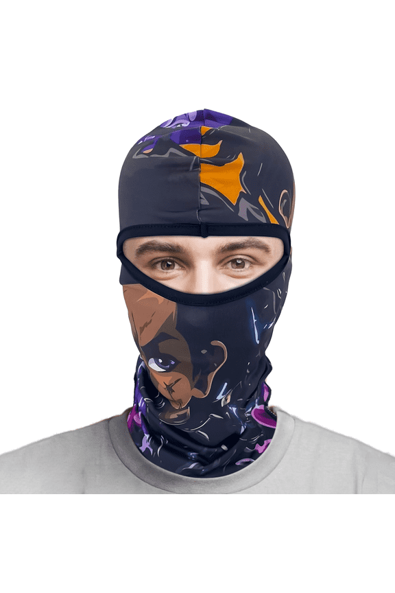 Anime-Inspired Full Face Balaclava  Dark Huey Design Ski Mask for Men & Women  Windproof, UV Protection Summer & Winter Face Cover