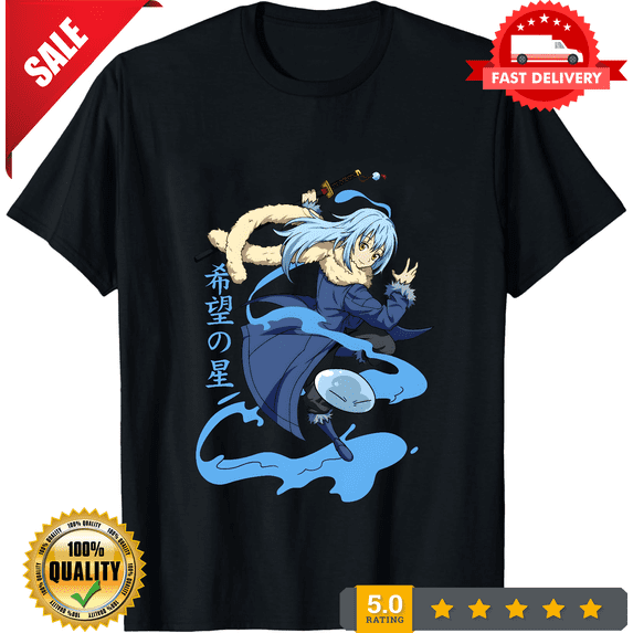 Anime Slime Rimuru Tempest Summer Water Graphic Black T-Shirt Size S-5XL, NEW INSTOCK-TH79304
