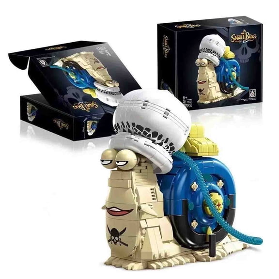 Aasimar Anime Snail Phone Bug Building Kit 701 PCS Pirate Transponder Snail Model with Spotted Hat & Blue Shell Creative Cartoon Animal Figure Construction Toy